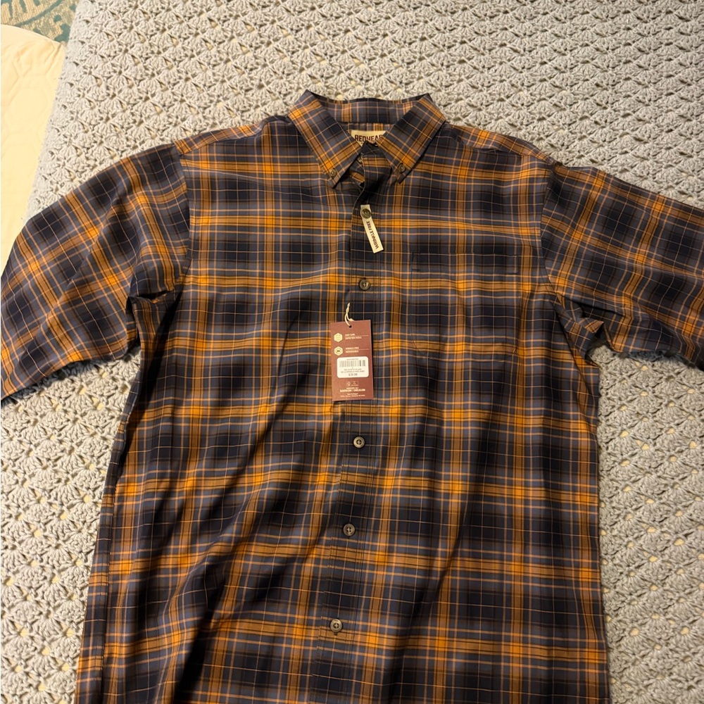 RedHead Men's Plaid Shirt - Navy and Mustard